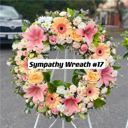 Funeral Wreath #17 Pink & Peach丨Funeral Flowers delivery Melbourne