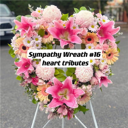 Funeral Heart Wreath #16 30cm/65cm Bright Pink丨Funeral Flowers delivery Melbourne