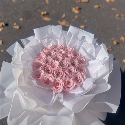 24 Pink Everlasting Preserved Rose Bouquet丨Preserved Flowers丨Dry Flowers Melbourne