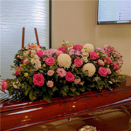 Funeral Casket Spray Flowers #9 80-120cm Hot Pink & White丨Funeral Flowers delivery Melbourne