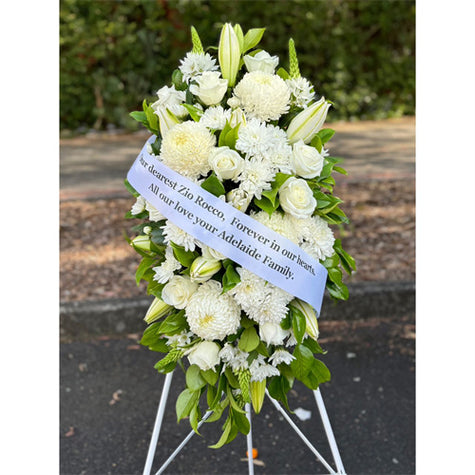Funeral Spray Tributes #1 Seasonal White丨Melbourne Funeral Flowers Delivery