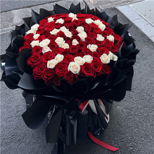 99 Red & White Roses