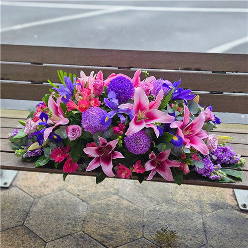 Funeral Casket Spray Flowers #2 80-120cm Seasonal Pink & Purple丨Funeral Flowers delivery Melbourne