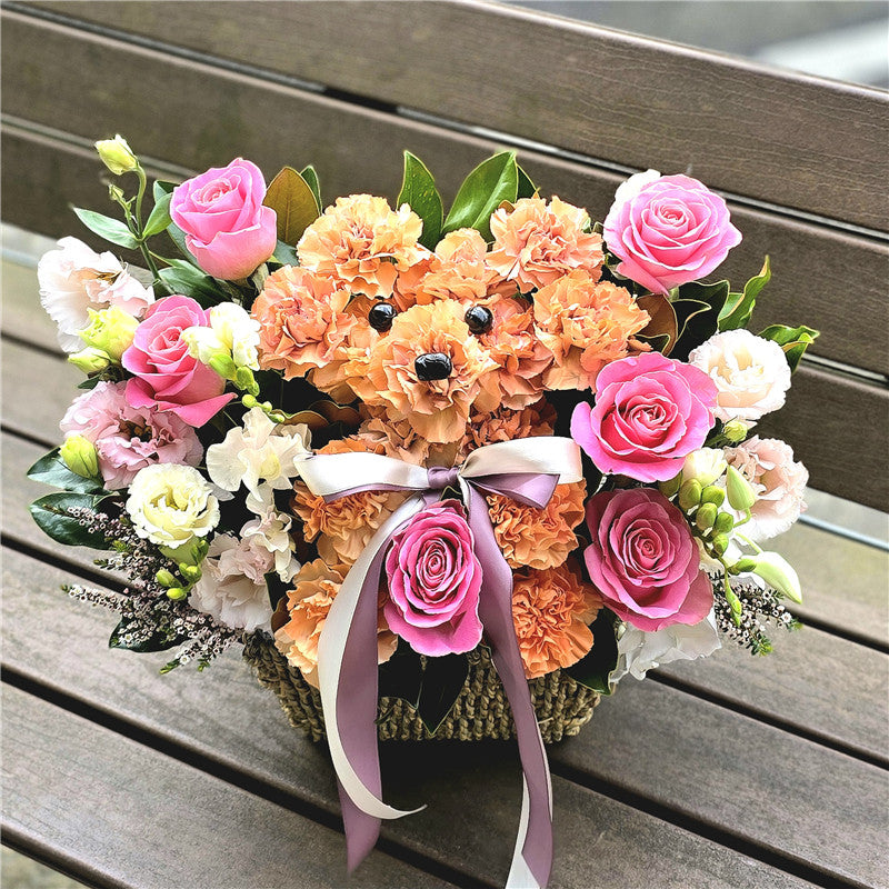 Puppy Flower Basket
