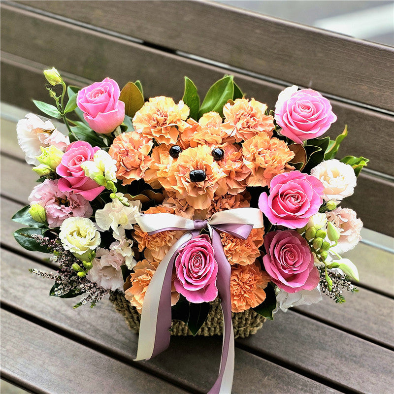 Puppy Flower Basket