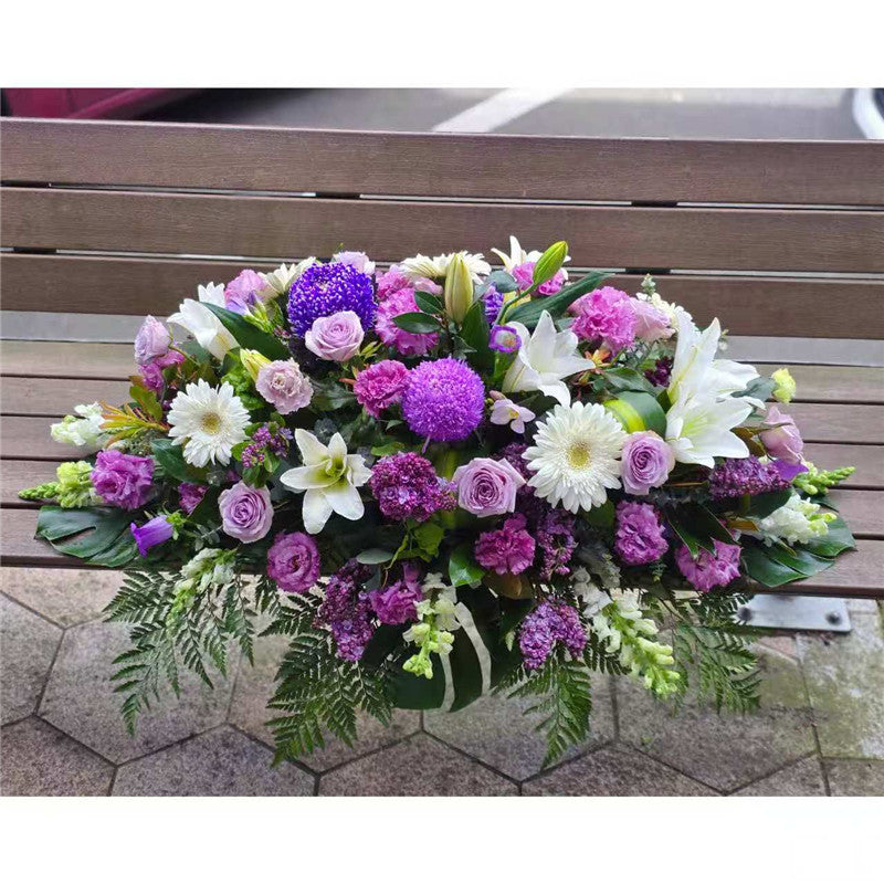 Funeral Casket Spray Flowers #15 80-120cm Purple Style丨Funeral Flowers delivery Melbourne(副本)