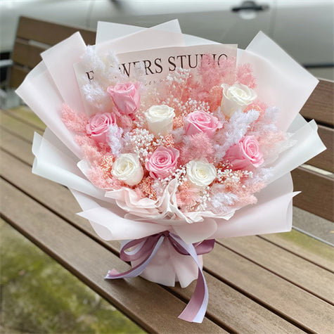 Pink Fairy Everlasting Preserved Flowers Bouquet丨Preserved Flowers丨Dry Flowers Melbourne