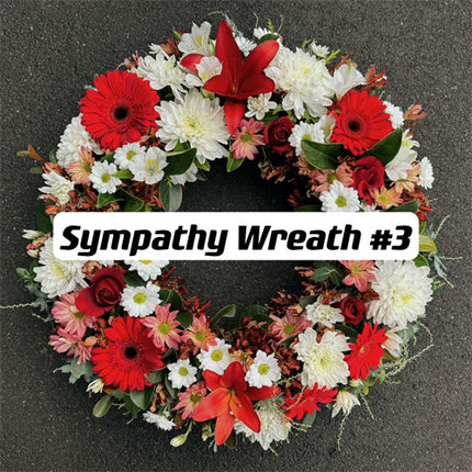 Funeral Wreath #3 White & Red丨Funeral Flowers delivery Melbourne
