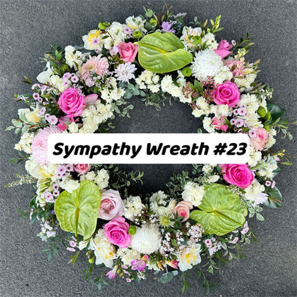 Funeral Wreath #23 Pink & Green & White丨Funeral Flowers delivery Melbourne