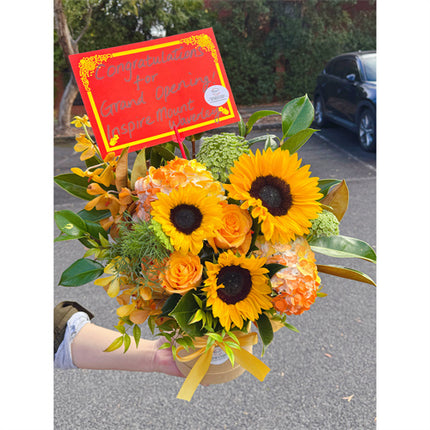 Business Opening Flowers - Hatbox Style 3 墨尔本开业鲜花抱抱桶