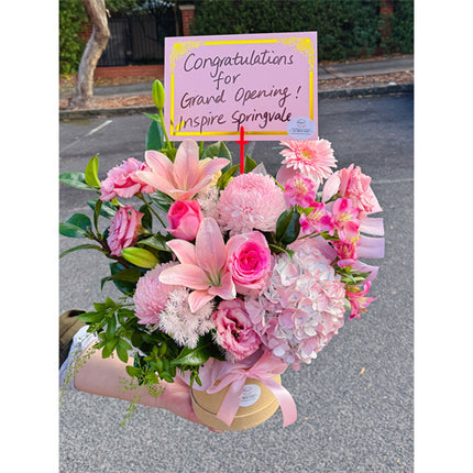 Business Opening Flowers - Hatbox Style 9 墨尔本开业鲜花抱抱桶