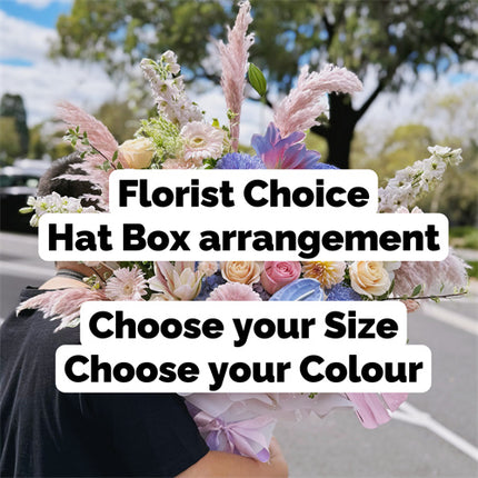 Florist Choice Hat Box Arrangement - Set your Budget & Colour