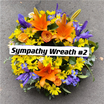 Funeral Wreath #2 Yellow & Orange & Blue丨Funeral Flowers delivery Melbourne