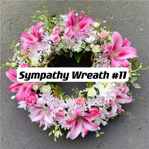 Funeral Wreath #11 Pink (with lilies)丨Funeral Flowers delivery Melbourne