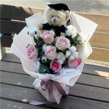Graduation Teddy Fresh Flowers Bouquet #2