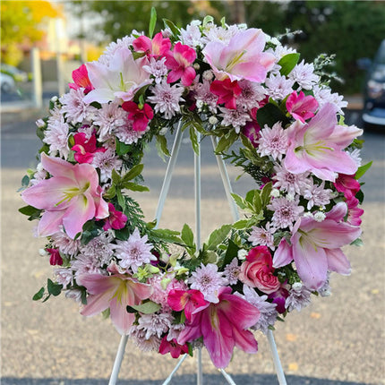 Funeral Wreath #11 Pink (with lilies)丨Funeral Flowers delivery Melbourne