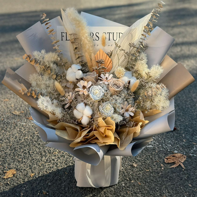 Neutral Everlasting Preserved Flower Bouquet Large Size丨Preserved Flowers丨Dry Flowers Melbourne