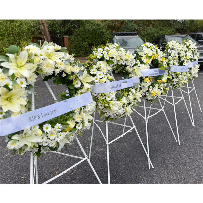 Funeral Wreath #15 White & Blue (Orchids)丨Funeral Flowers delivery Melbourne