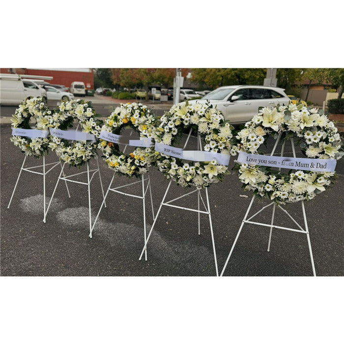 Funeral Wreath #10 Classic White (Lilies)丨Funeral Flowers delivery Melbourne