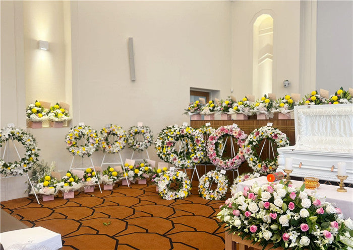 Funeral Wreath #23 Pink & Green & White丨Funeral Flowers delivery Melbourne