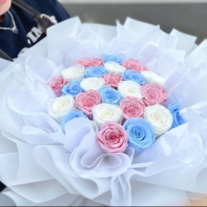 24 Mix Colour Everlasting Preserved Roses Bouquet丨Preserved Flowers丨Dry Flowers Melbourne
