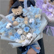 Preserved Flower Bouquet - Graduation Teddy Blue Style