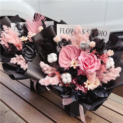 Black&Pink Everlasting Preserved Flower Bouquet Medium丨Preserved Flowers丨Dry Flowers Melbourne