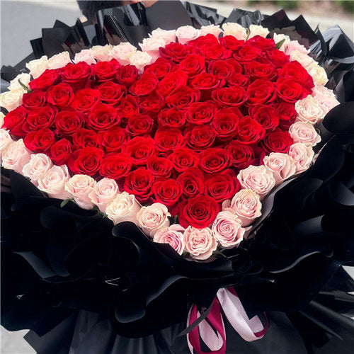 ❤99 Roses Heart Shape Bouquet (Red/Pink)