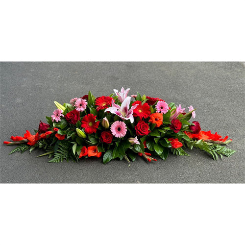 Funeral Casket Spray Flowers #13 80-120cm Red & Pink 丨Funeral Flowers delivery Melbourne