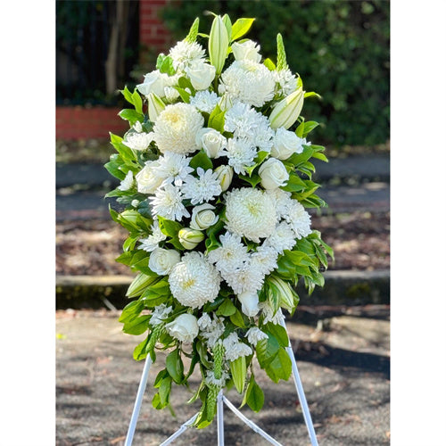 Funeral Spray Tributes #1 Seasonal White丨Melbourne Funeral Flowers Delivery
