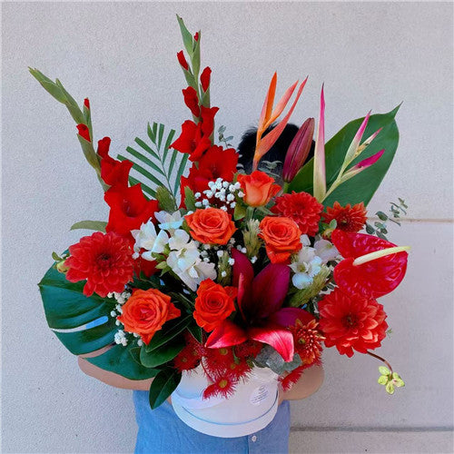 Florist Choice Hat Box Arrangement - Set your Budget & Colour