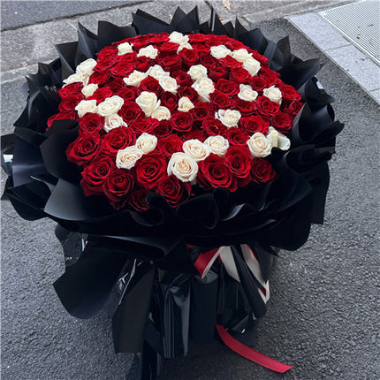 99 Red & White Roses