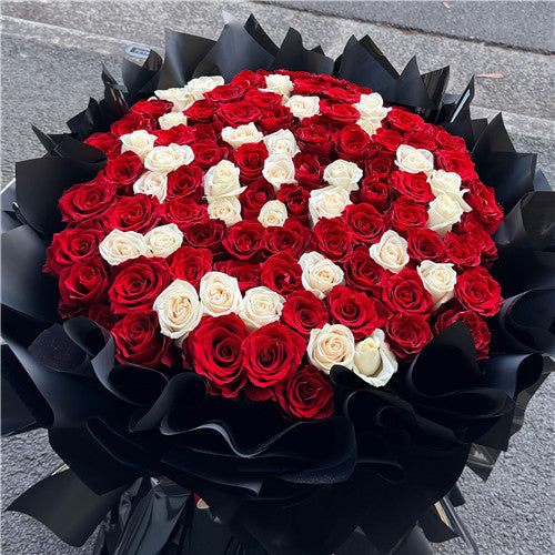 99 Red & White Roses