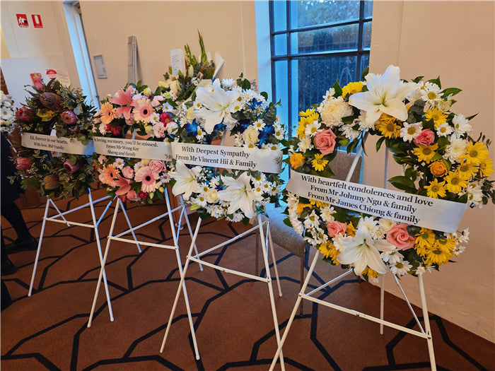 Funeral Wreath #2 Yellow & Orange & Blue丨Funeral Flowers delivery Melbourne