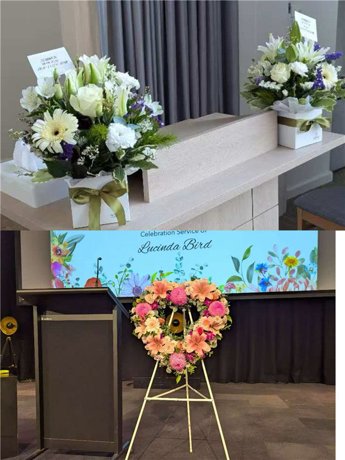 Funeral Heart Wreath #30 30cm/65cm Blue Style丨Funeral Flowers delivery Melbourne