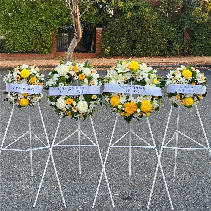 Funeral Wreath #13 White & Blue (Iris)丨Funeral Flowers delivery Melbourne