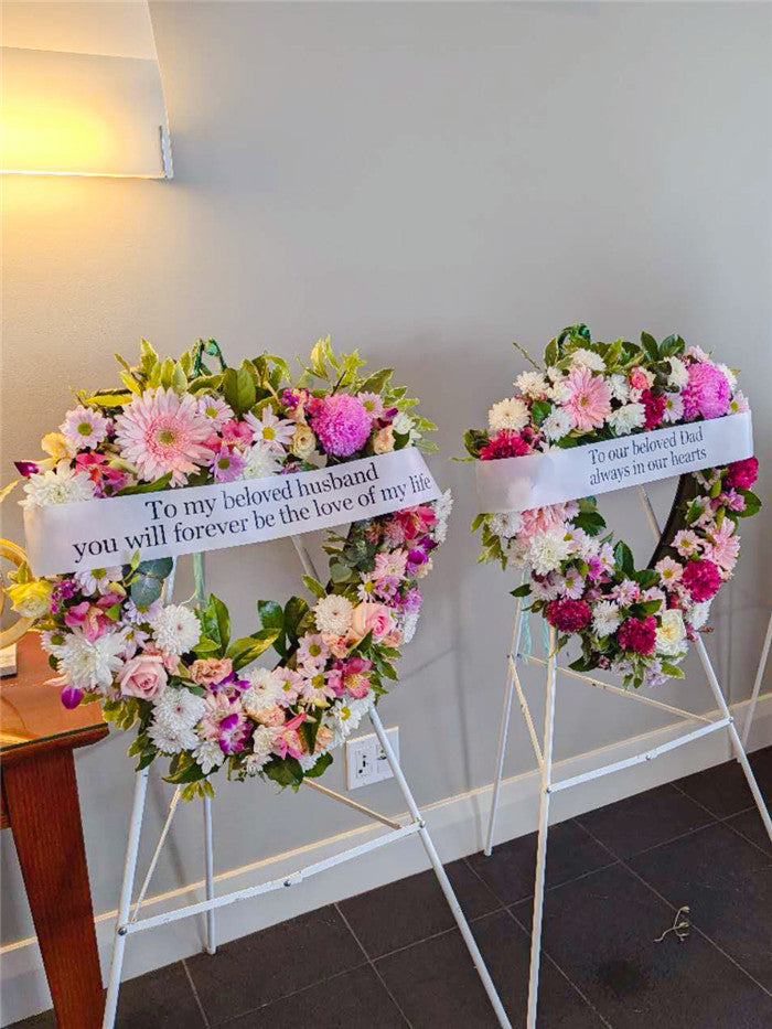 Funeral Heart Wreath #27 30cm/65cm Seasonal White Style丨Funeral Flowers delivery Melbourne