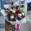 24 White & Red Roses Bouquet