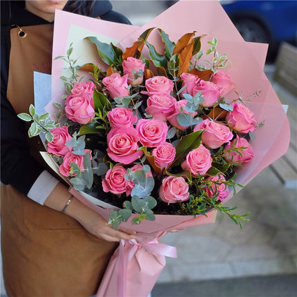 24 Pink Roses Bouquet