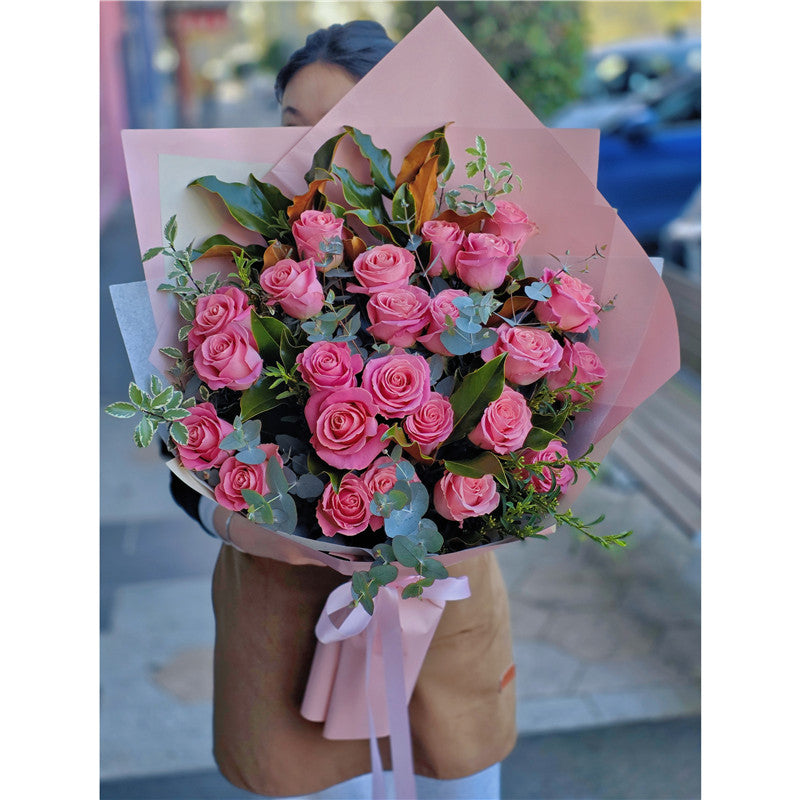 24 Pink Roses Bouquet