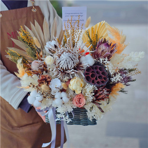 Neutral Everlasting Preserved Flower Basket丨Preserved Flowers丨Dry Flowers Melbourne