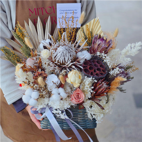 Neutral Everlasting Preserved Flower Basket丨Preserved Flowers丨Dry Flowers Melbourne