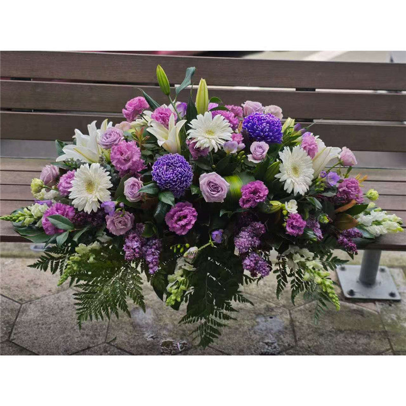 Funeral Casket Spray Flowers #15 80-120cm Purple Style丨Funeral Flowers delivery Melbourne（副本）