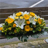 Funeral Casket Spray Flowers #16 80-120cm White & Yellow丨Funeral Flowers delivery Melbourne