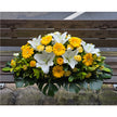 Funeral Casket Spray Flowers #16 80-120cm White & Yellow丨Funeral Flowers delivery Melbourne
