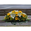 Funeral Casket Spray Flowers #16 80-120cm White & Yellow丨Funeral Flowers delivery Melbourne