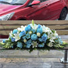 Funeral Casket Spray Flowers #3 80-120cm Ice Blue & White丨Funeral Flowers delivery Melbourne