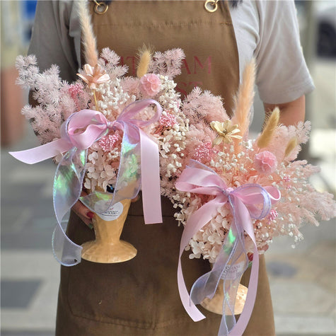 Pink Everlasting Preserved Flower Bouquet In IceCream Cup丨Preserved Flowers丨Dry Flowers Melbourne