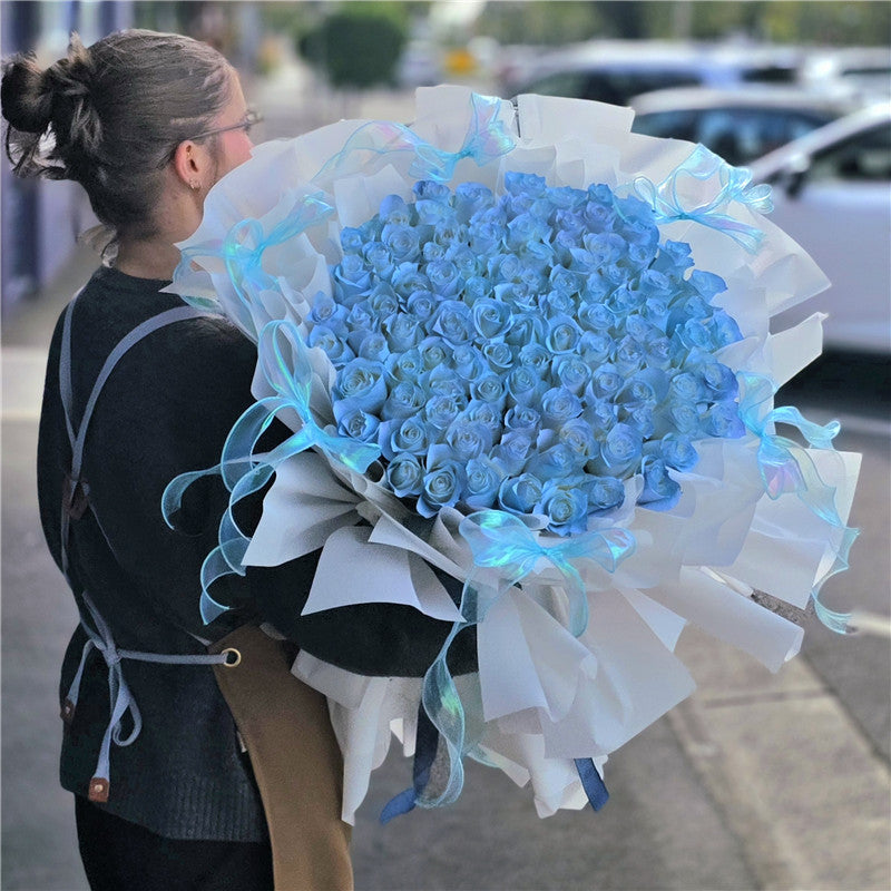 99 Ice Blue Roses