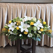 Funeral Casket Spray Flowers #10 80-120cm White & Green & Yellow丨Funeral Flowers delivery Melbourne